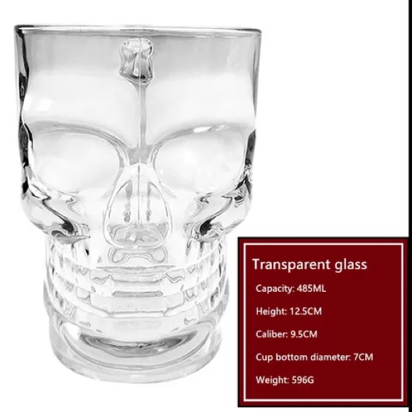 Glass Skeleton Handle Cup.Iridescent,Color,Bones Handle,Great Weight to it! - Picture 3 of 7